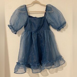 Blue Checkered Kids Dress